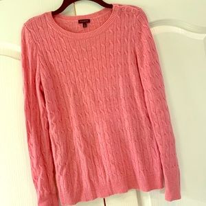 Talbots pink cable knit sweater